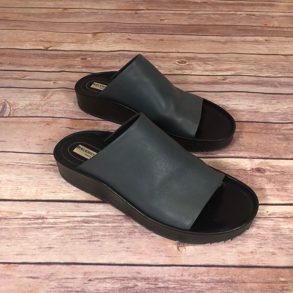 leather platform slides